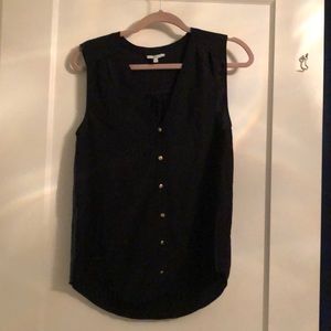 Golden button black blouse